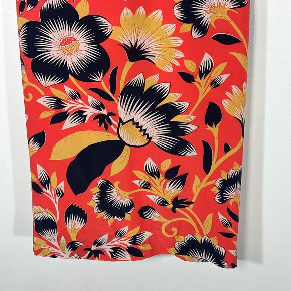 J. Crew Twist Back 100% Silk Dress Hibiscus Floral SZ 4 Tropical Resort Vacay - Picture 3 of 10
